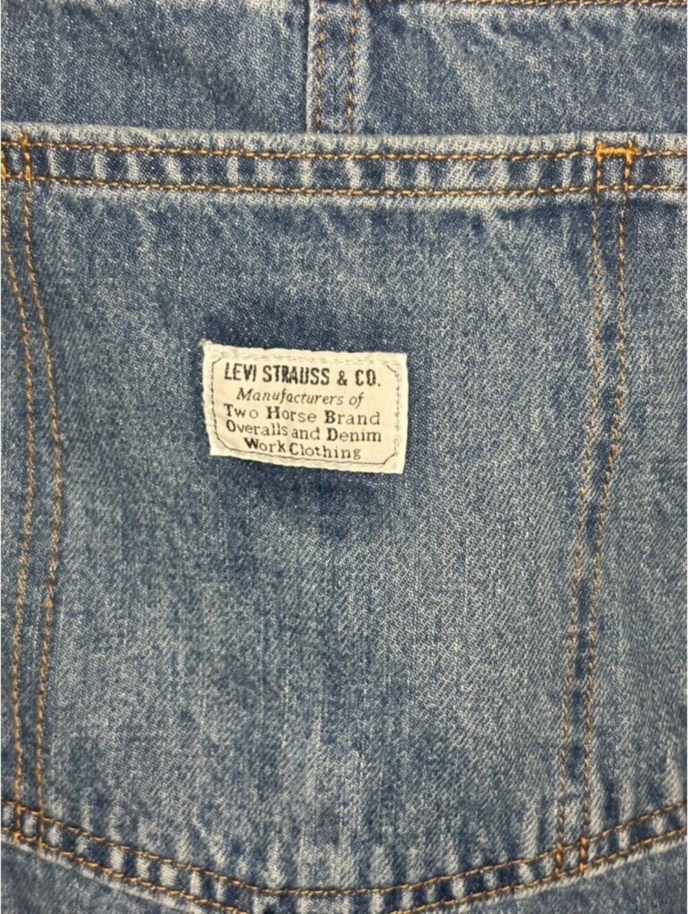 Levi's Women's Sz L Blue Denim Short-Alls Overalls (2003) - Picture 4 of 7